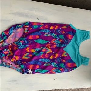 snowflake designs feather gymnastics leotard